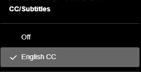 Closed captions and subtitles menu with the English CC option highlighted.