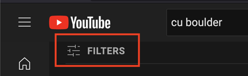 YouTube search bar with the Filters button highlighted underneath the search bar