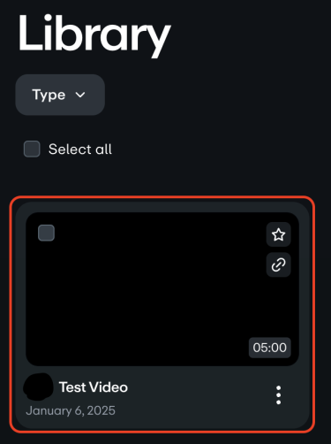 A video in the Vimeo library, outlined in red to highlight its location.
