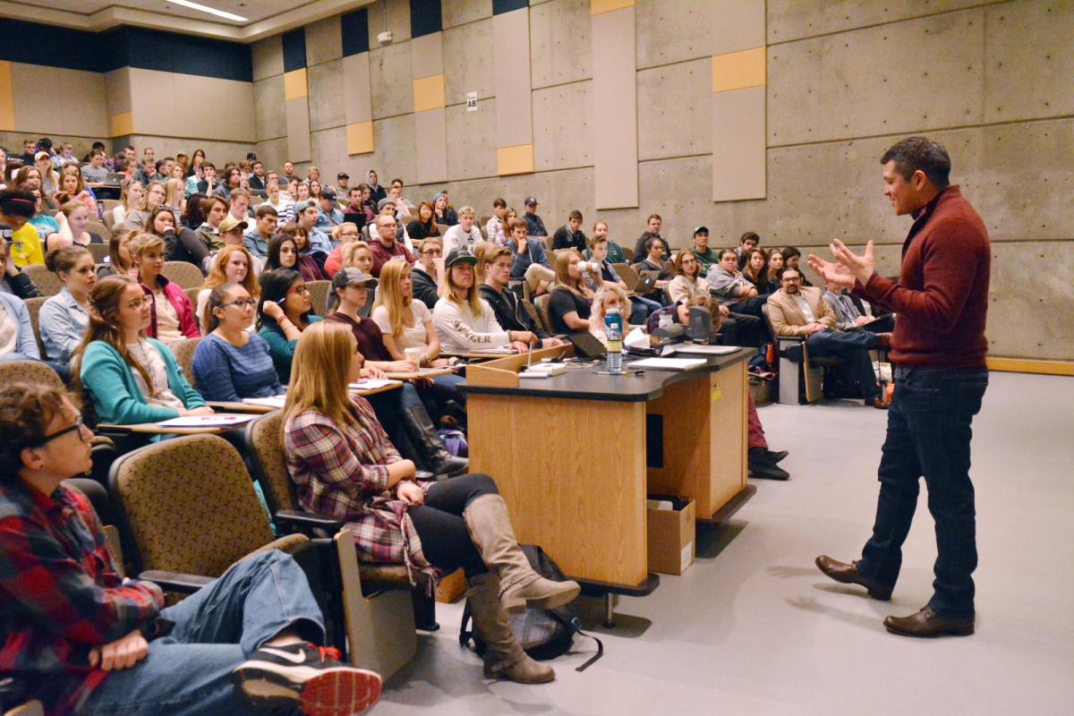 lecture hall full of people