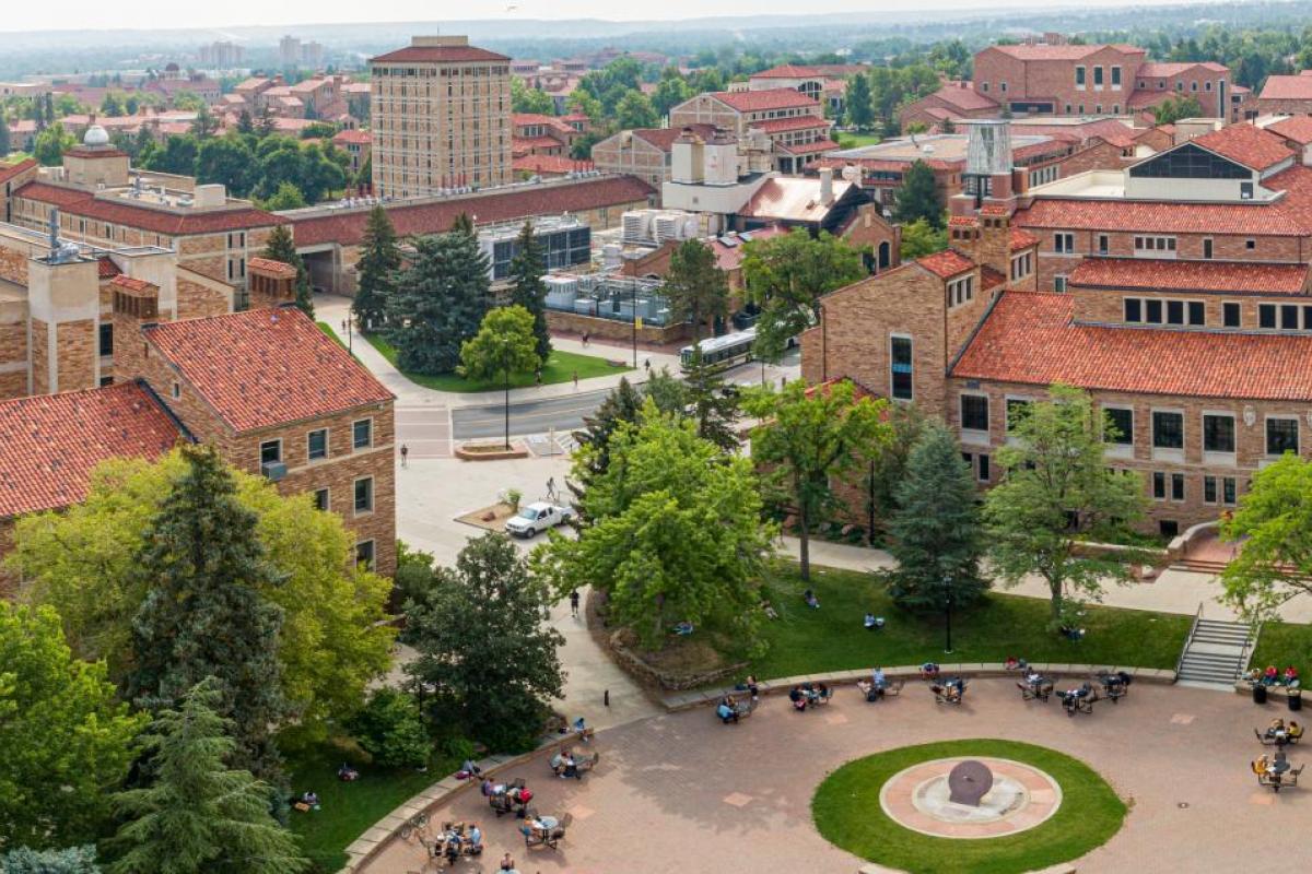 aerial view of CU Boulder