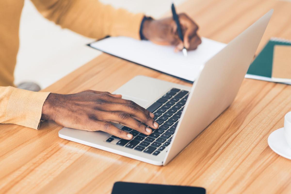 woman working on a laptop