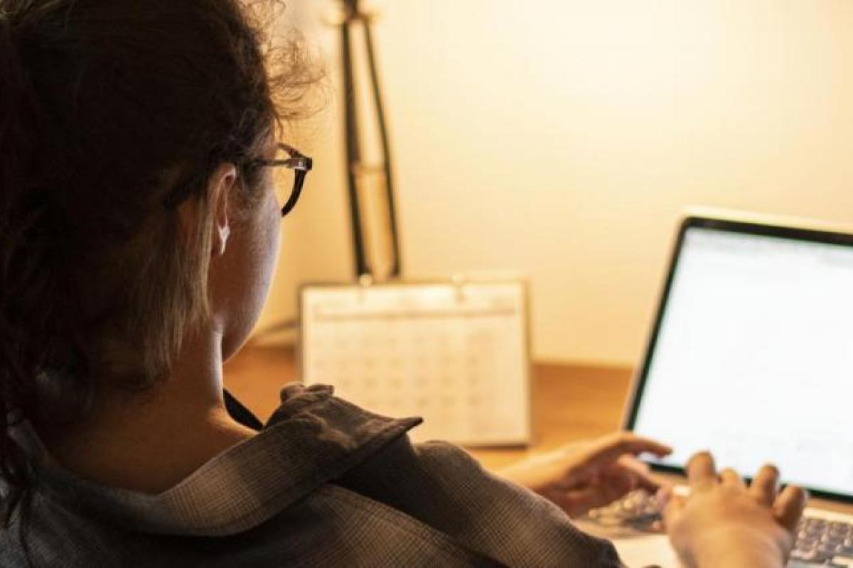 Person studying on a laptop