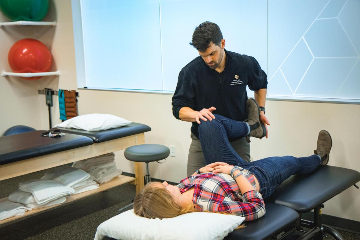 student getting their leg fixed
