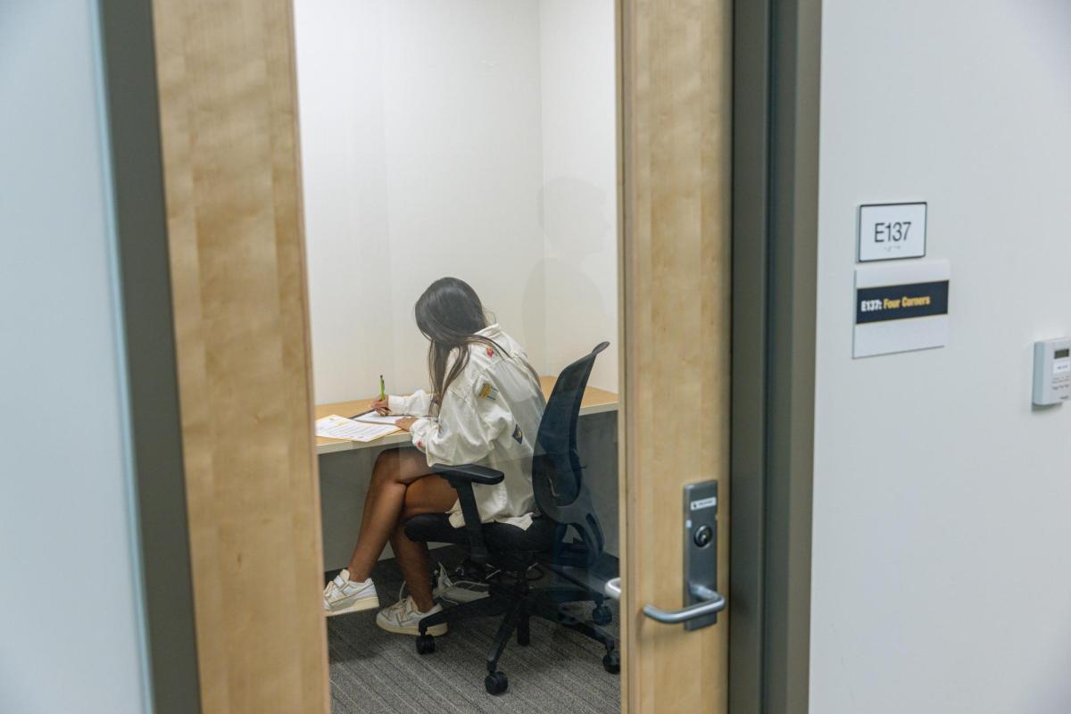 student taking an exam