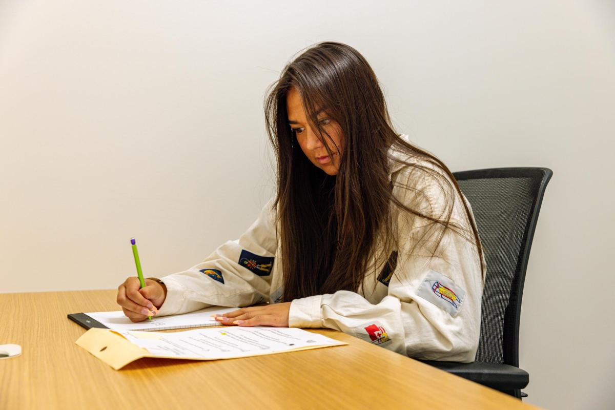 student taking a test