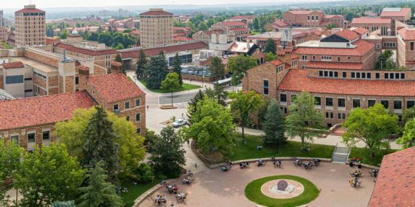 aerial view of CU Boulder