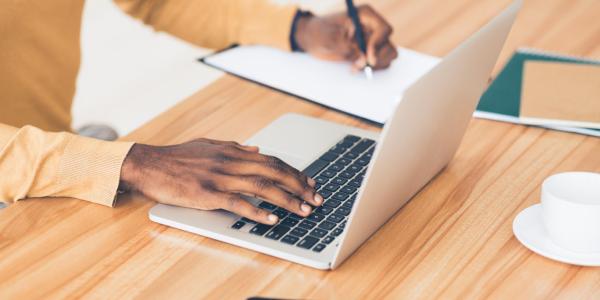 woman working on a laptop