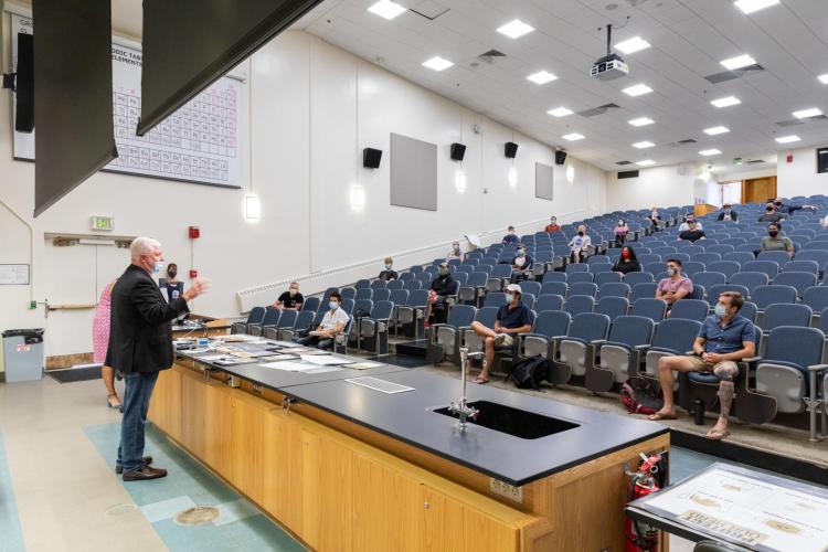 professor talking to a room of students