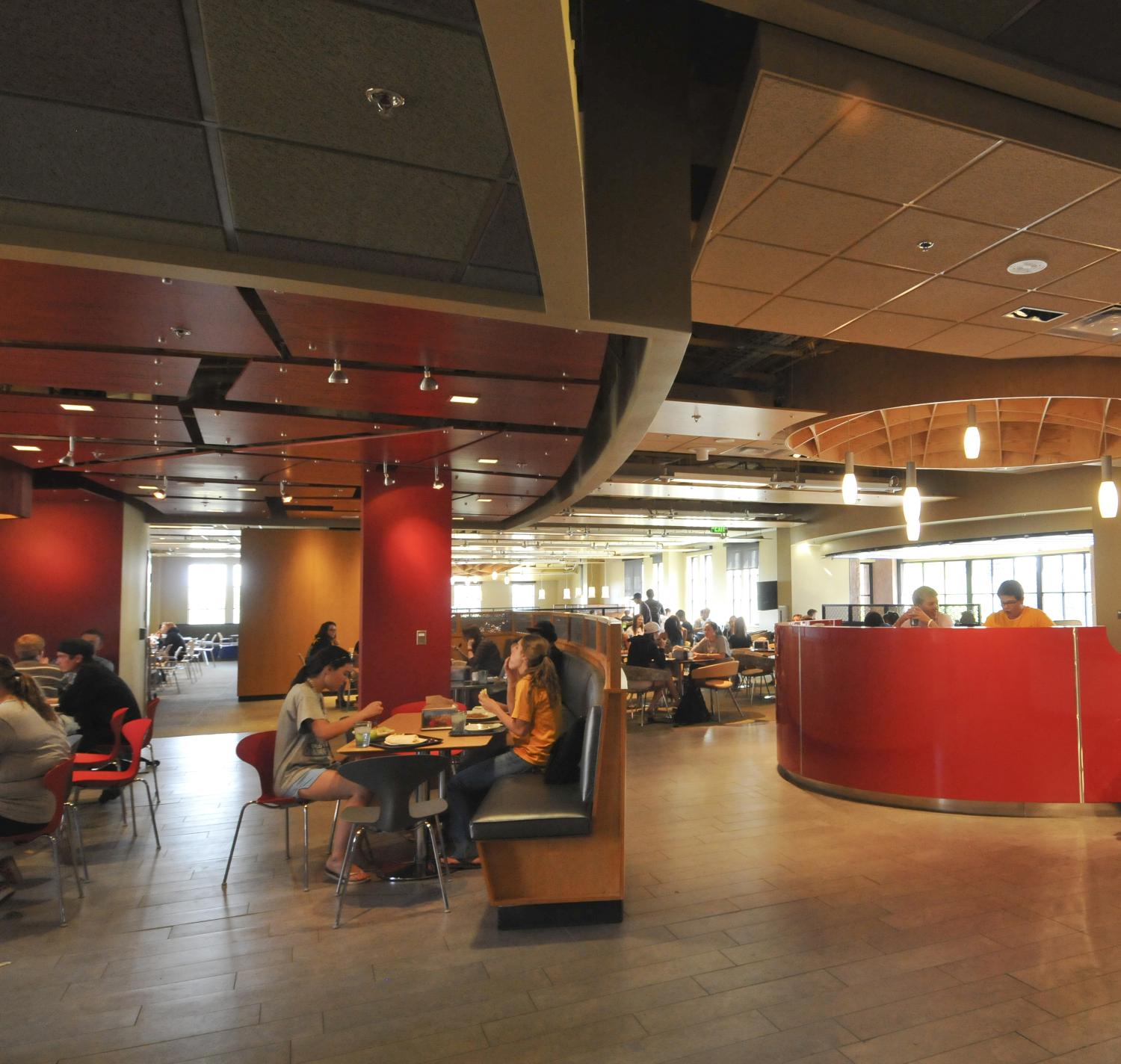 Students eating in C4C dining