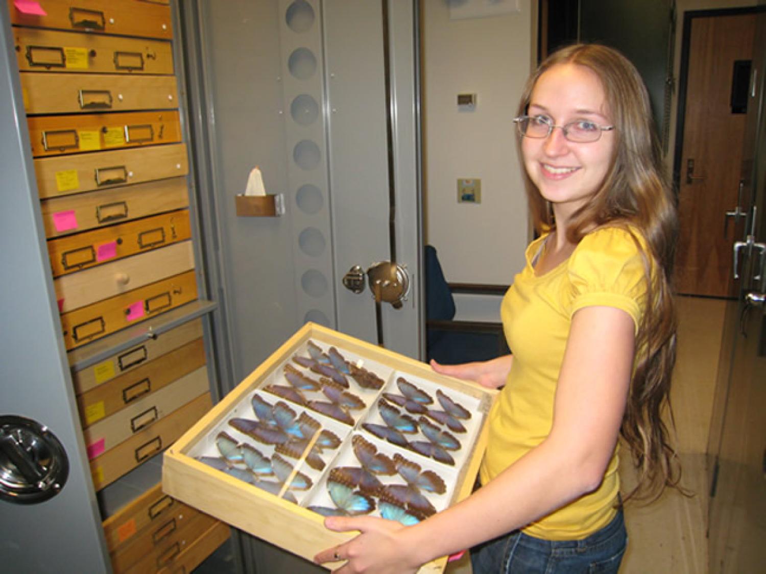 Ariel Demarest with butterflies