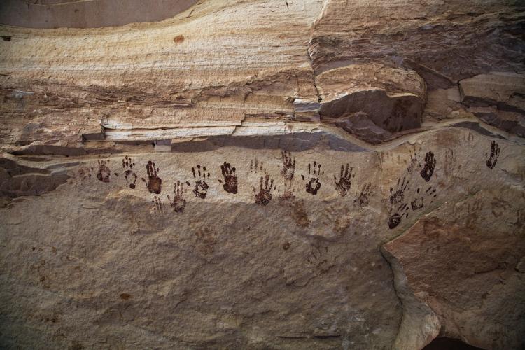 handprints in the alcove, white canyon utah, photo by jeff mitton