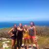 EBIO students posing in front of ocean backdrop wog wog forest, Australia