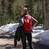 Rutledge walking in snowy trail in boulder co