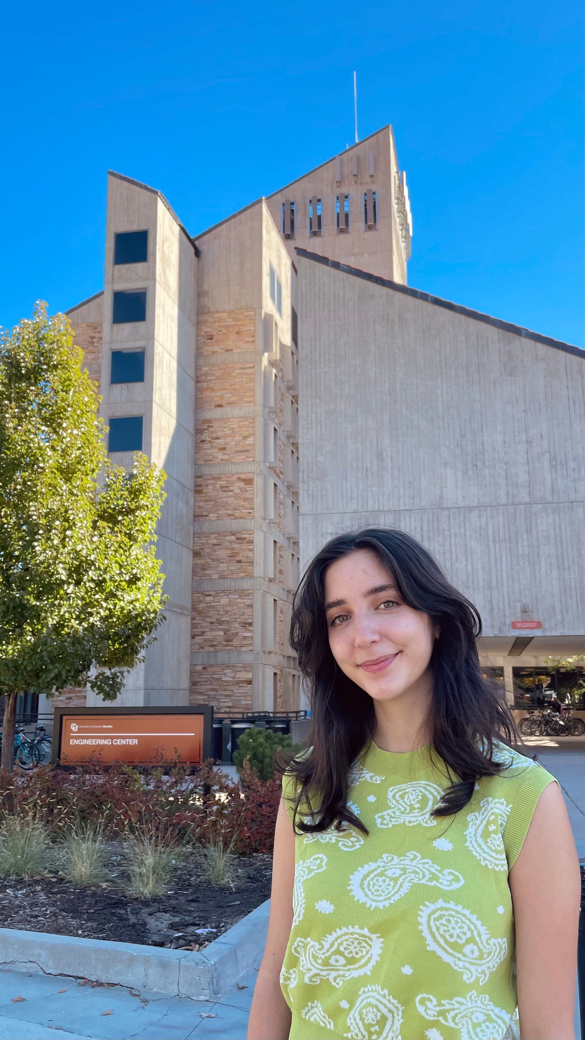 Dafna outside the west entrance of the Engineering Center