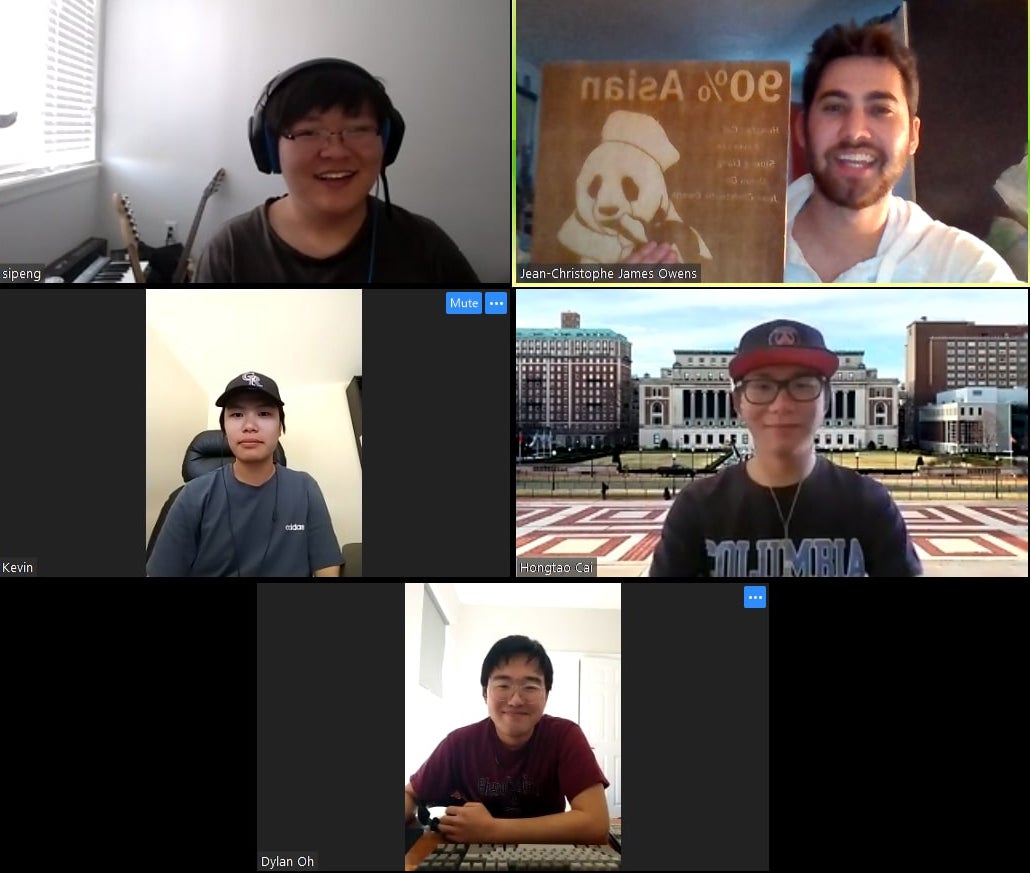 A Zoom meeting screenshot of the 90% Asian team