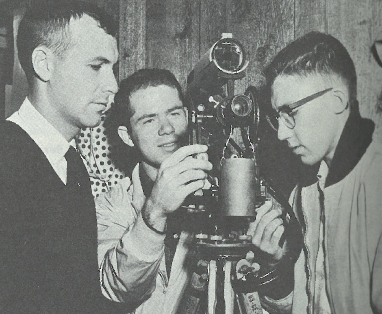 A young Barnes with two students in the 1960s