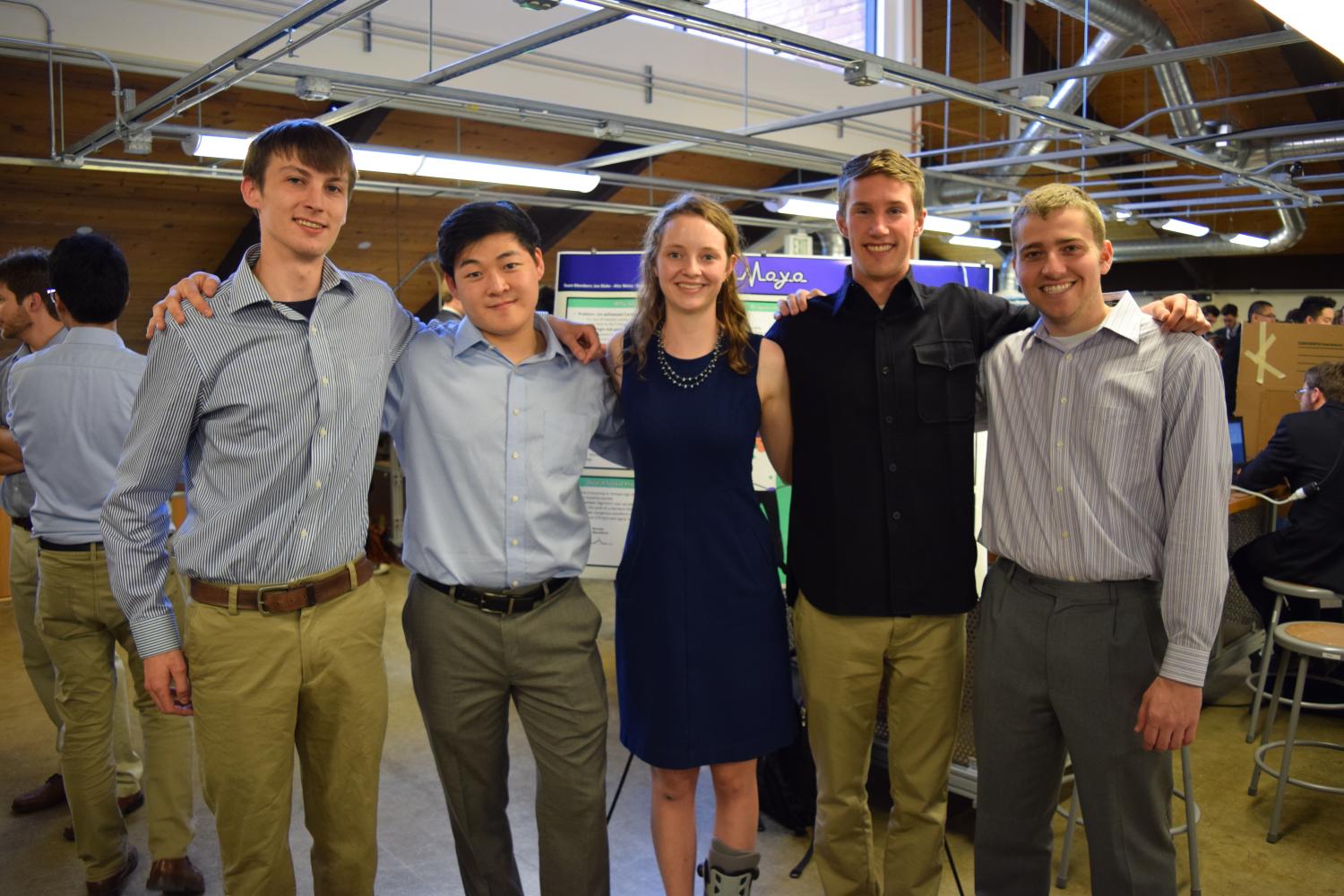 The five members of Biosystems Worldwide at the 2017 Senior Design Expo.