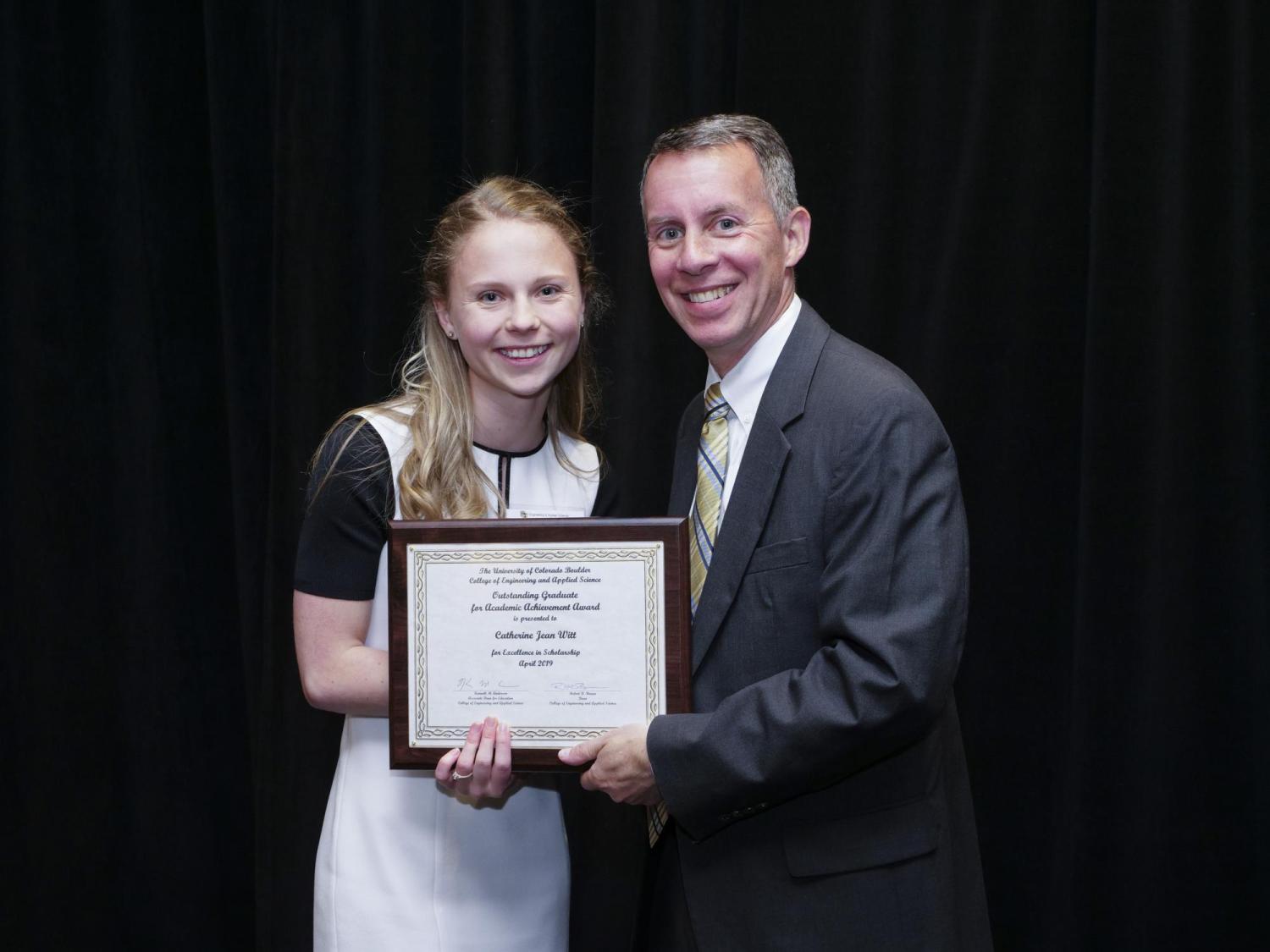 Witt with Dean Bobby Braun at the Engineering Alumni Awards ceremony.
