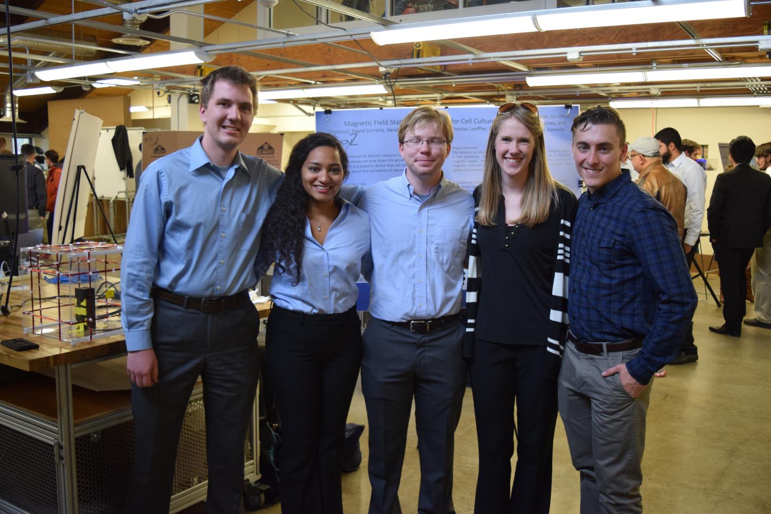 The five members of OhmBoyz at the 2016 capstone expo.