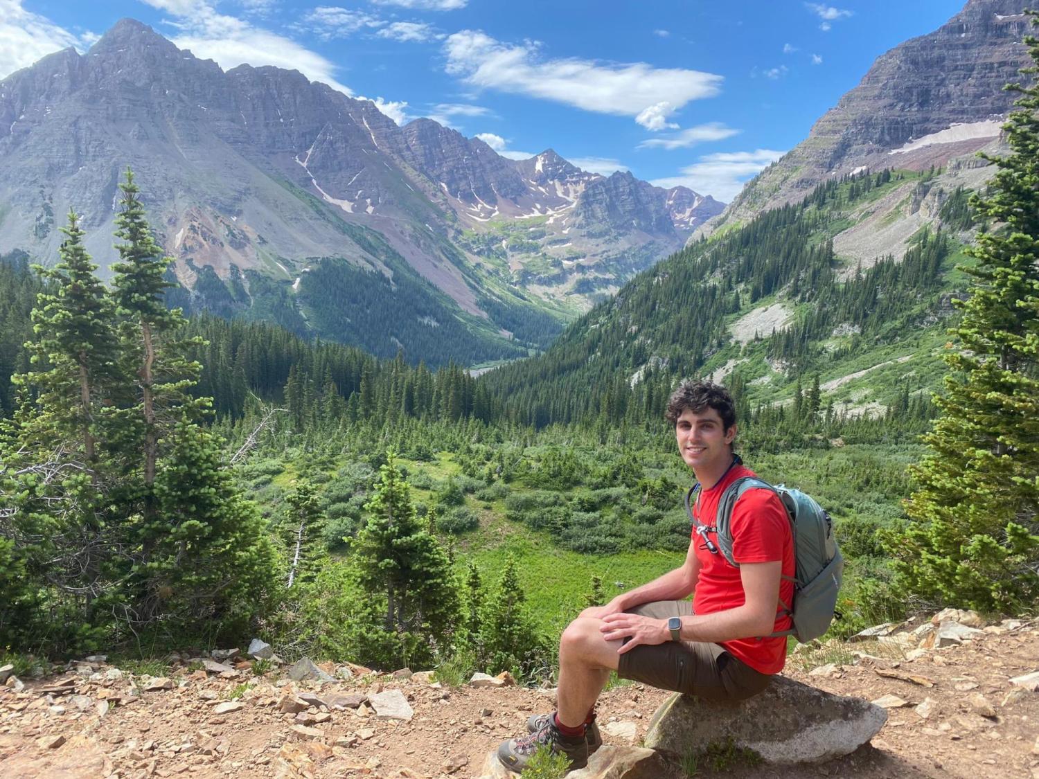 Gianluca Bianchin during a hike at the Maroon Bells in Colorado
