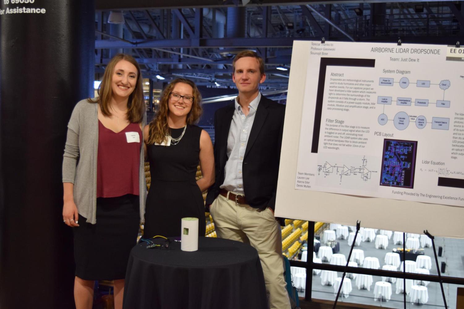 The team member with their project at the 2018 engineering expo.
