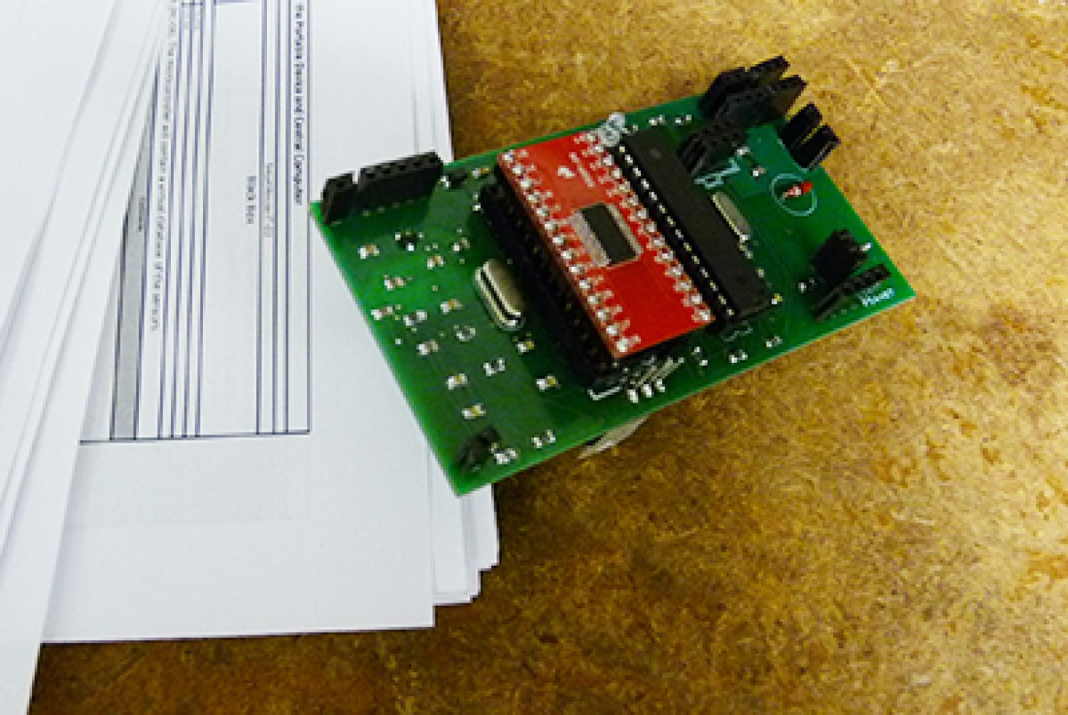 A circuit board that will be used in Team Kahraba's smart home system