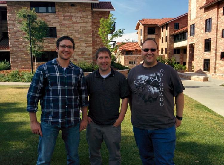 Murad Kablan, Eric Keller and Nigel Sharp on campus