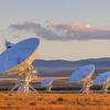 Very Large Array Satellite Dishes at Sunset in New Mexico