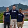 Pictured above, from left: Fletcher Richman with Halp co-founders Tristan Rubadeau and Komran Rashidov on a balcony in Boulder with the Flatirons in the background.