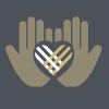 An illustration of two hands holding a heart, in CU Boulder colors