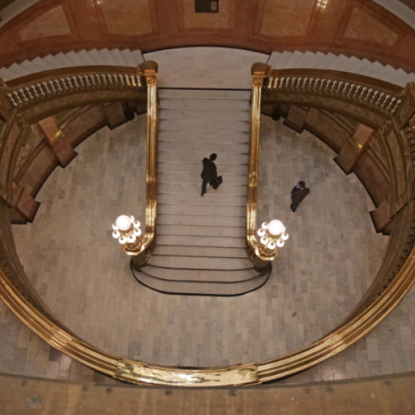 The inner dome and staircase of the Colorado State Capitol Building. (Photo by Casey A. Cass/University of Colorado)