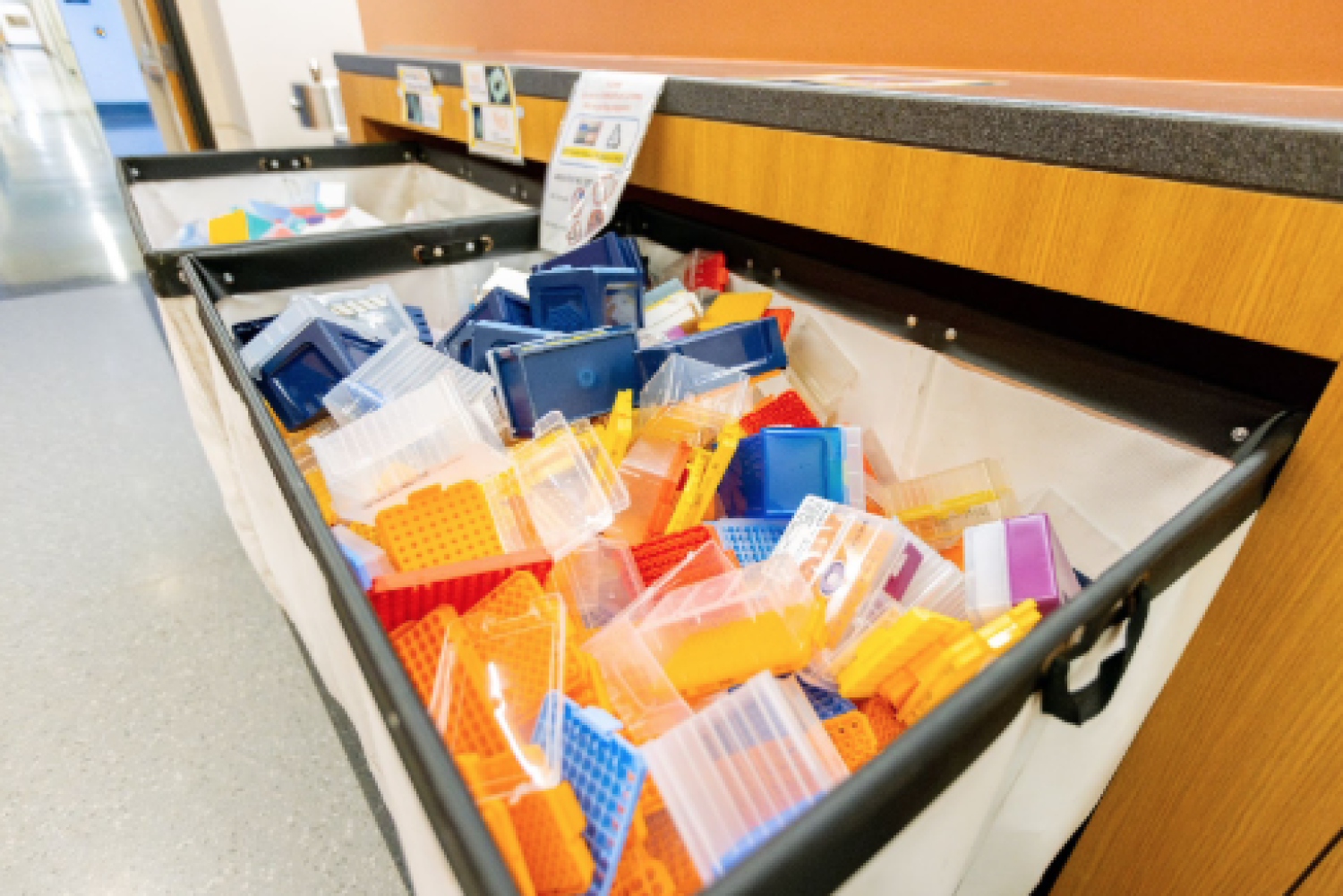 bin of lab related plastics