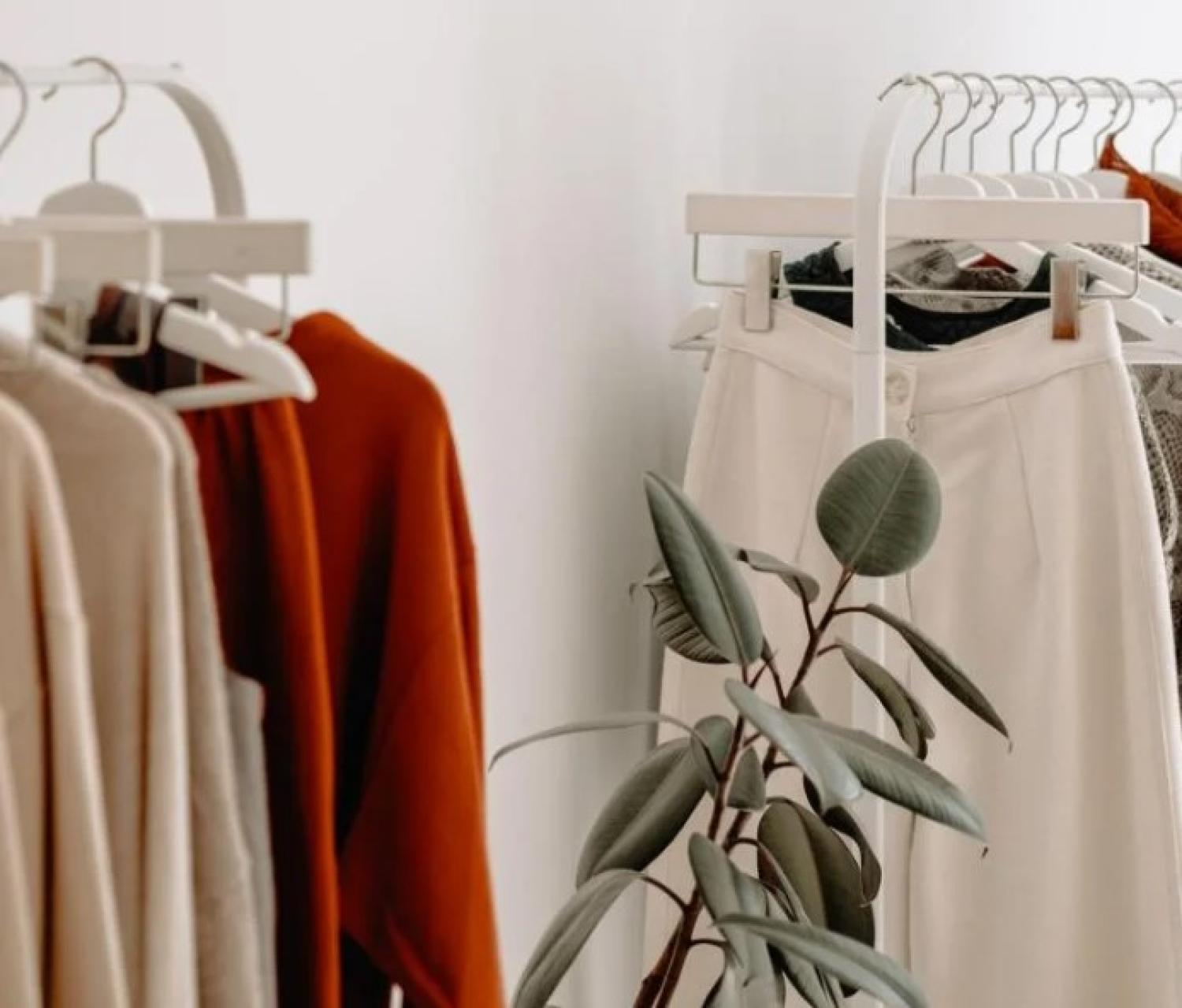 clothes on a rack