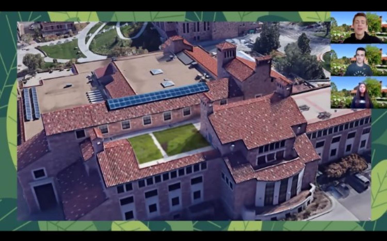 students explain their green roofs proposal on Zoom