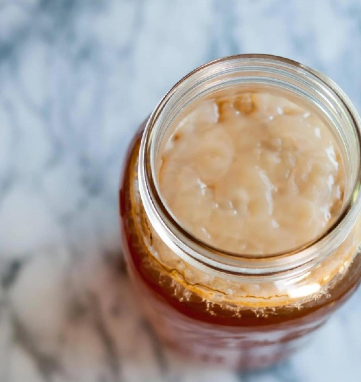 jar with SCOBY forming