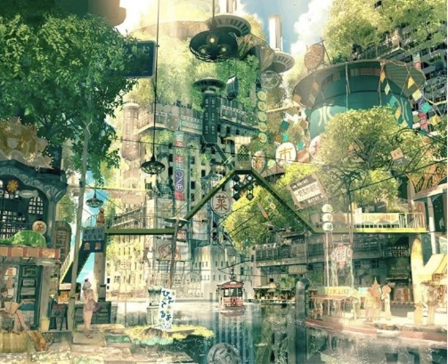 solarpunk society illustration