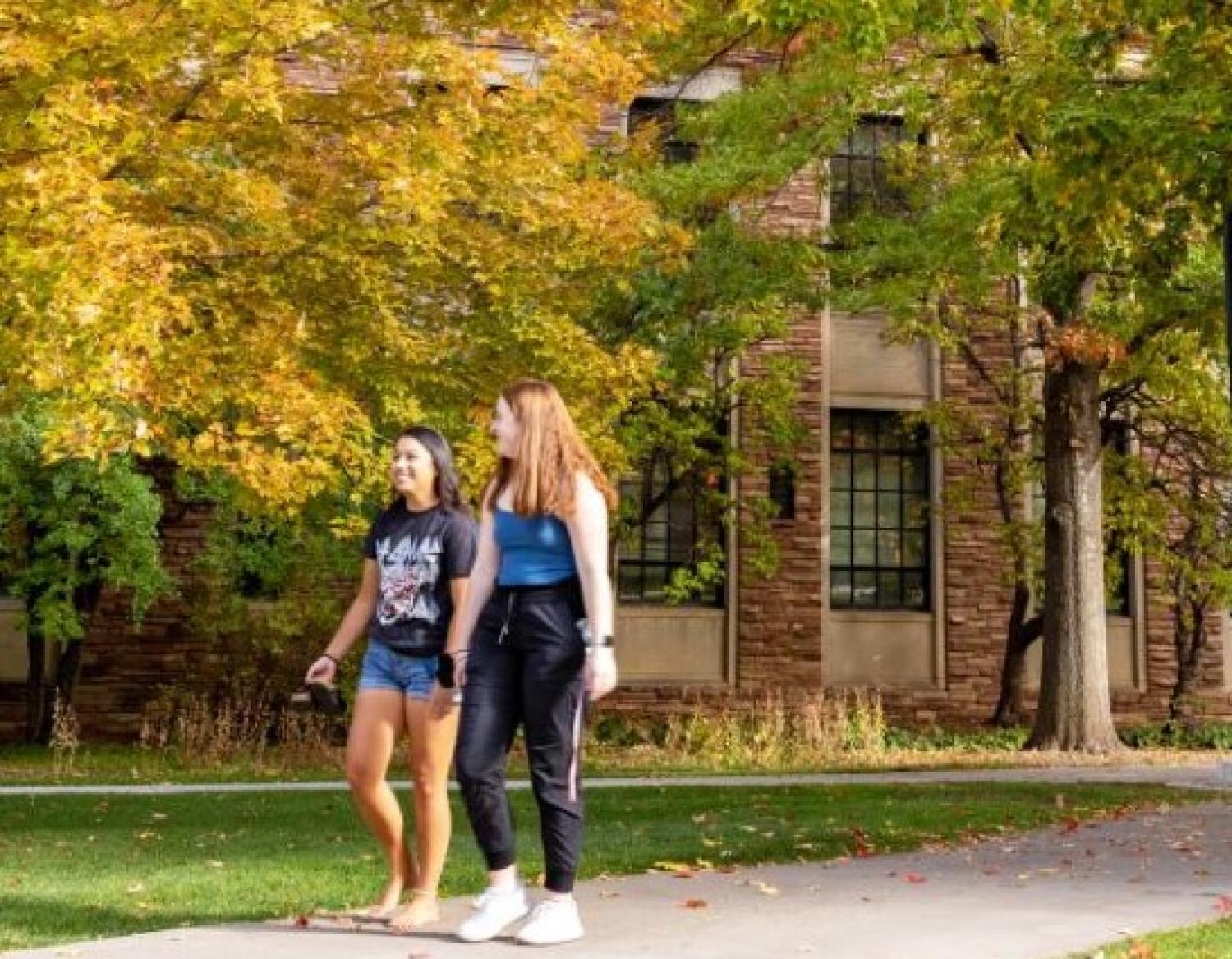 students walking on campus