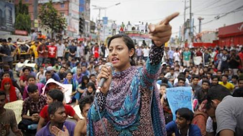 Maha Bangladesh, FORGE, photographer unknown; widely circulated image of protests in Bangladesh