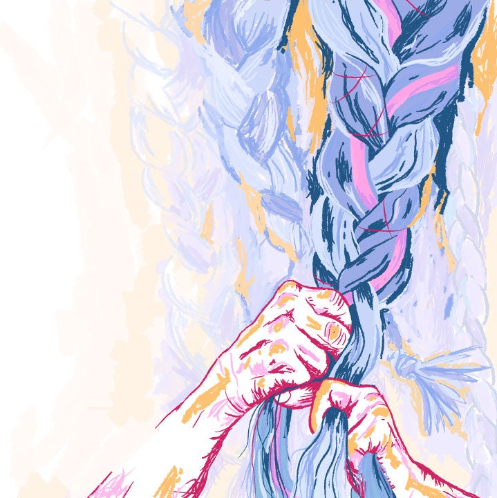 Illustration of braiding hair