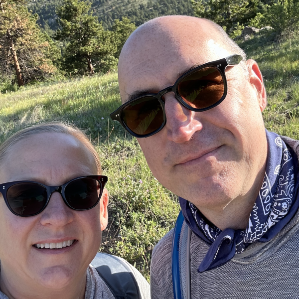 Melissa Braaten and her partner Nate, hiking.  