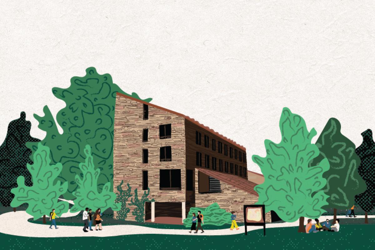 Illustration of School of Education building on CU Boulder Campus