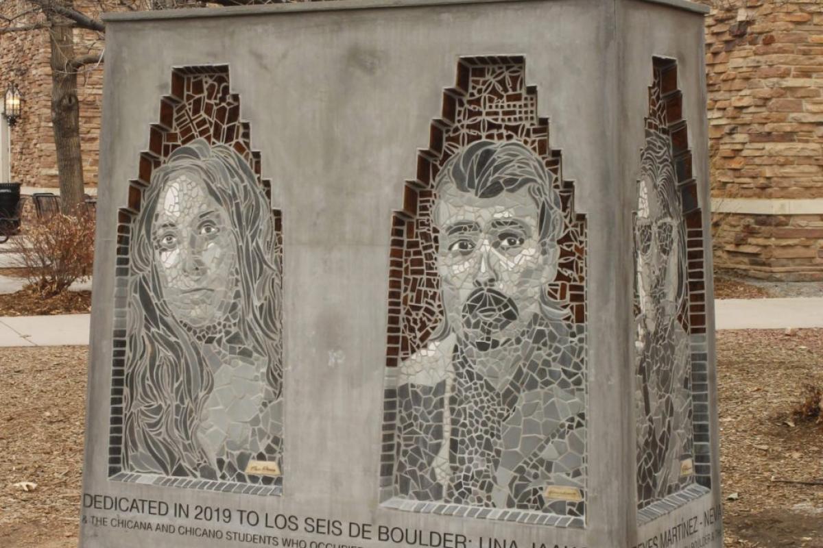 Los Seis sculpture on CU Boulder campus