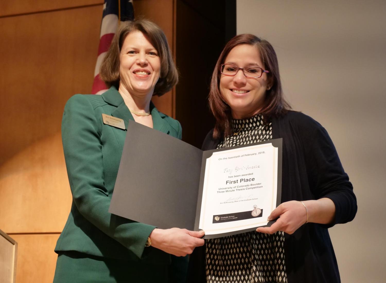 Paty Abril-Gonzalez and Graduate School Dean
