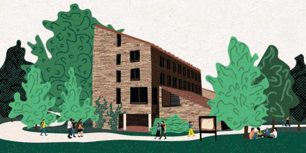 Illustration of School of Education building on CU Boulder Campus