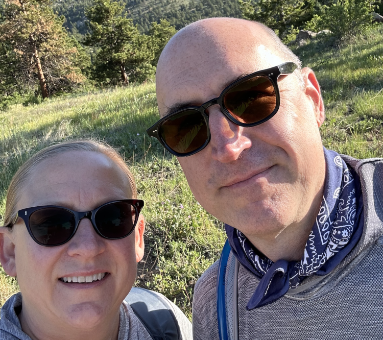 Melissa Braaten and her partner Nate, hiking.