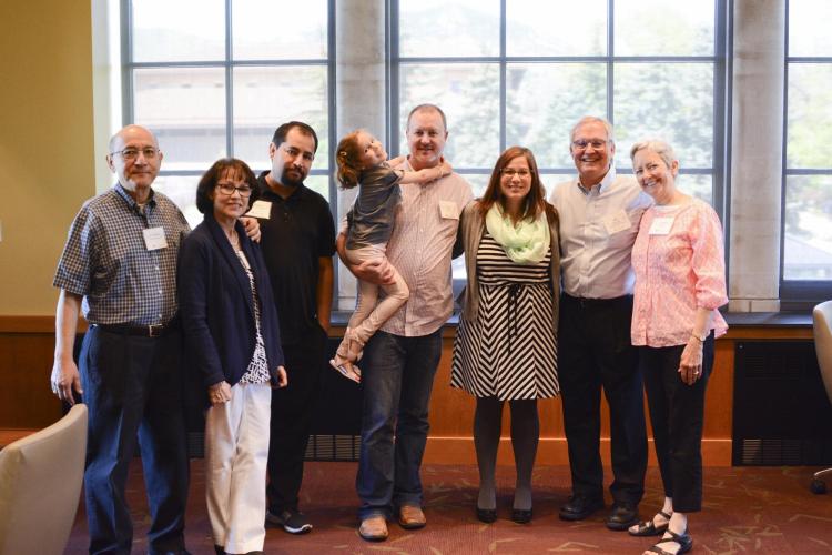 Paty Abril-Gonzalez with her family and Bill and Connie Barclay at the 2018 Miramontes Scholars Celebration.