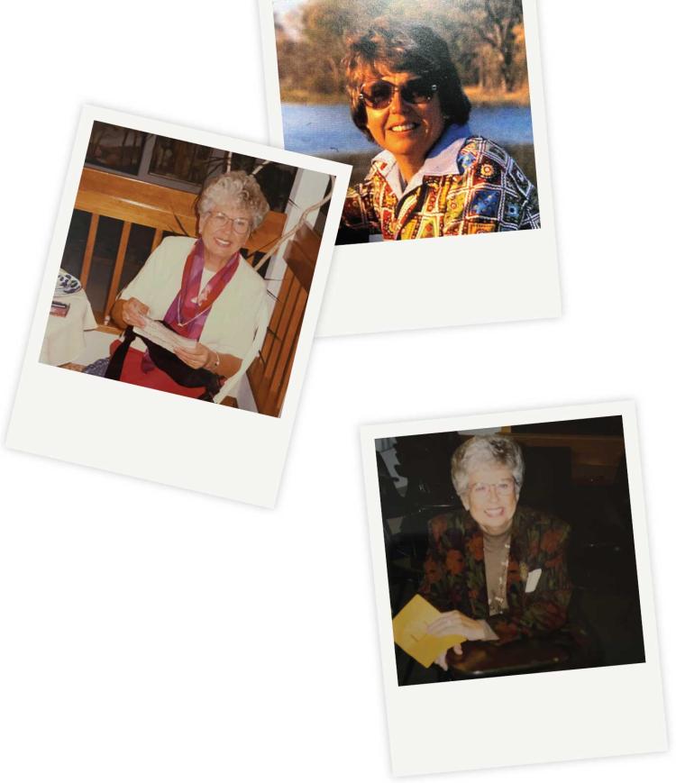 3 Polaroid style photos of Ruth Cline