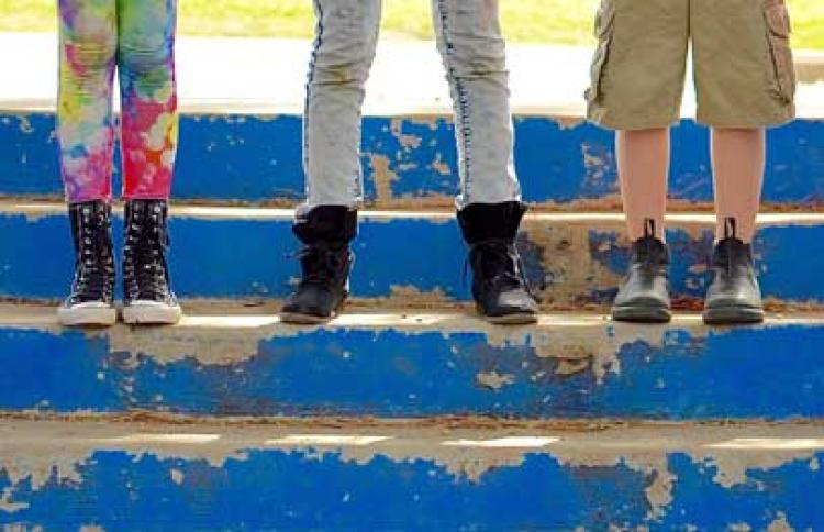 Children's feet on playground
