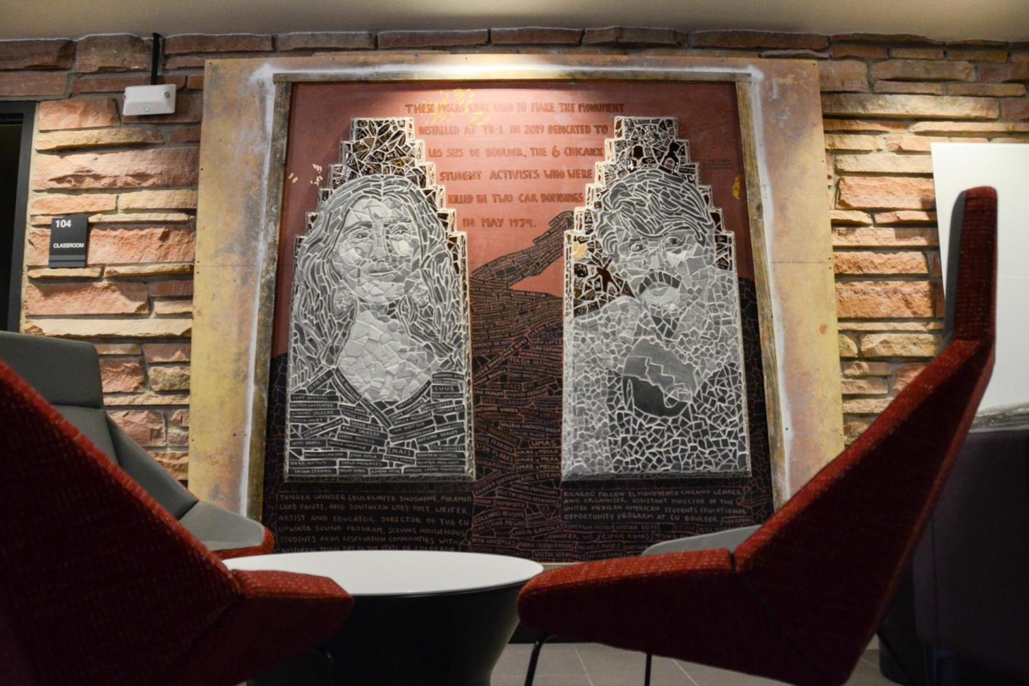 These murals by Jasmine Baetz recognize four scholars and activists who have created opportunities for BIPOC students at CU Boulder. They are displayed in the first floor student lounge at the Fleming building.